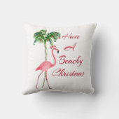 ビーチのようなクリスマスフラミンゴを食べる クッション (裏面)