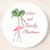 ビーチのようなクリスマスフラミンゴを食べる コースター (正面)