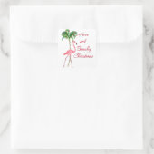 ビーチのようなクリスマスフラミンゴを食べる スクエアシール (バッグ)