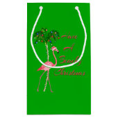 ビーチのようなクリスマスフラミンゴを食べる スモールペーパーバッグ (裏面)