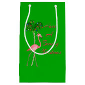 ビーチのようなクリスマスフラミンゴを食べる スモールペーパーバッグ (正面)