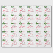 ビーチのようなクリスマスフラミンゴを食べる ラッピングペーパー (フラット)