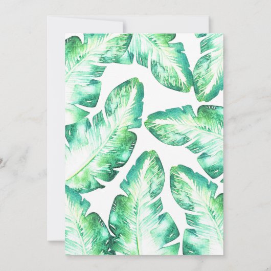 ビーチのようなホワイト&グリーンのトロピカルリーフウェディング 招待状 (裏面)
