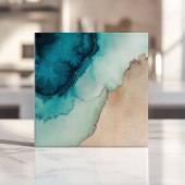 ビーチのような海の青と砂の水彩 タイル