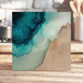 ビーチのような海の青と砂の水彩 タイル