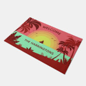 ビーチのイラストレーションの名前をカスタムするのドア・マット ドアマット (アングル)