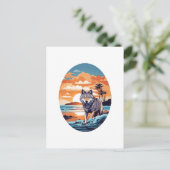 ビーチのオオカミ ポストカード (スタンド正面)