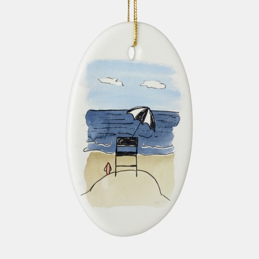 ビーチのオーナメントのライフガードの椅子 セラミックオーナメント (右)