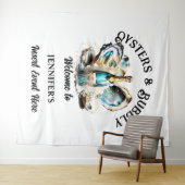 ビーチのカキとスパークリングワインパーティーイベントの chic タペストリー (インサイチュ(横))