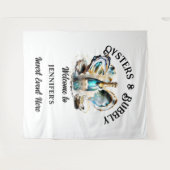 ビーチのカキとスパークリングワインパーティーイベントの chic タペストリー (正面(横))