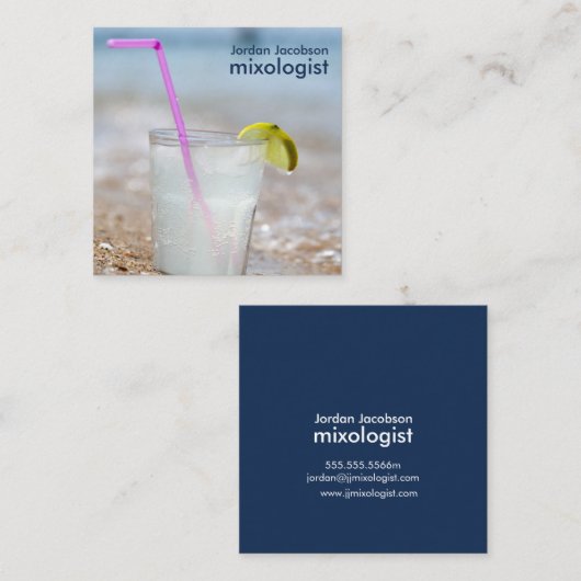 ビーチのカクテルの名刺 スクエア名刺 (正面/裏面)