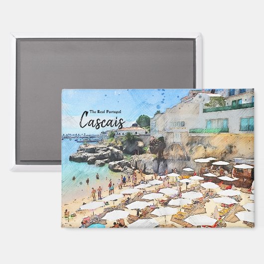 ビーチのカスカイ，ポルトガルはがき マグネット (正面/裏面)