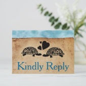 ビーチのカメお洒落なRSVPおよび入場の選択 出欠カード (スタンド正面)