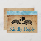 ビーチのカメお洒落なRSVPおよび入場の選択 出欠カード (正面/裏面)