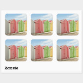 ビーチのカラフルな小屋 スクエアシール (シート)