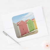 ビーチのカラフルな小屋 スクエアシール (封筒)