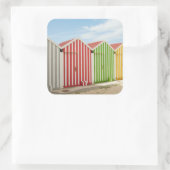 ビーチのカラフルな小屋 スクエアシール (バッグ)