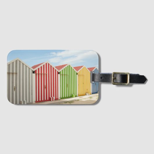 ビーチのカラフルな小屋 ラゲッジタグ (正面横)