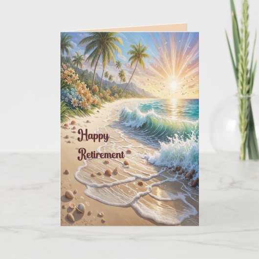 ビーチのカードでの退職 サンキューカード (正面)