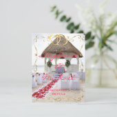 ビーチのガゼボでの結婚式の招待状 招待状 (スタンド正面)