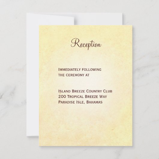 ビーチのガゼボでの結婚式の招待状 招待状 (裏面)