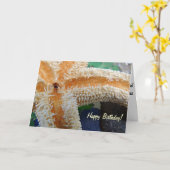 ビーチのガラスバースデー・カードのヒトデ カード (黄色い花)