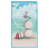 ビーチのギフトバッグの熱帯ヨガの雪だるま スモールペーパーバッグ (裏面)