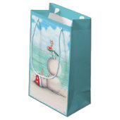 ビーチのギフトバッグの熱帯ヨガの雪だるま スモールペーパーバッグ (裏面アングル)