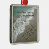 ビーチのクリスマスのオーナメントのロマンチックな愛 メタルオーナメント (右)