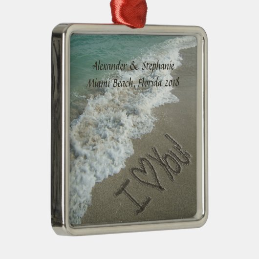 ビーチのクリスマスのオーナメントのロマンチックな愛 メタルオーナメント (右)