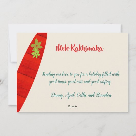 ビーチのクリスマスのカスタマイズ可能なサーフボード シーズンカード (裏面)