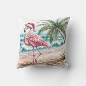 ビーチのクリスマスのフラミンゴ クッション (裏面)