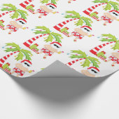 ビーチのクリスマスの包装紙のサンタ ラッピングペーパー (角)