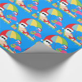 ビーチのクリスマスの包装紙のサンタ ラッピングペーパー (角)