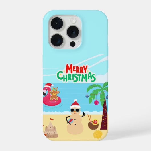 ビーチのクリスマスシーン iPhoneケース (裏面)