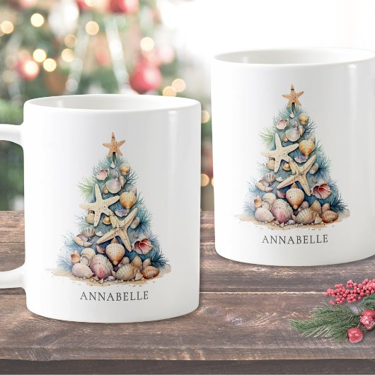 ビーチのクリスマスパーソナルギフト コーヒーマグカップ