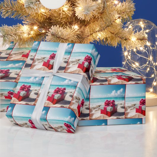 ビーチのクリスマスプレゼント ラッピングペーパー (クリスマス)