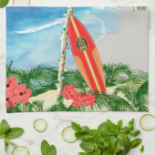 ビーチのクリスマス キッチンタオル (折り畳み)