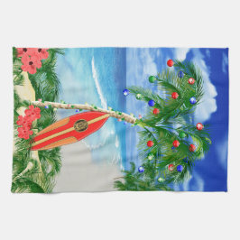 ビーチのクリスマス キッチンタオル