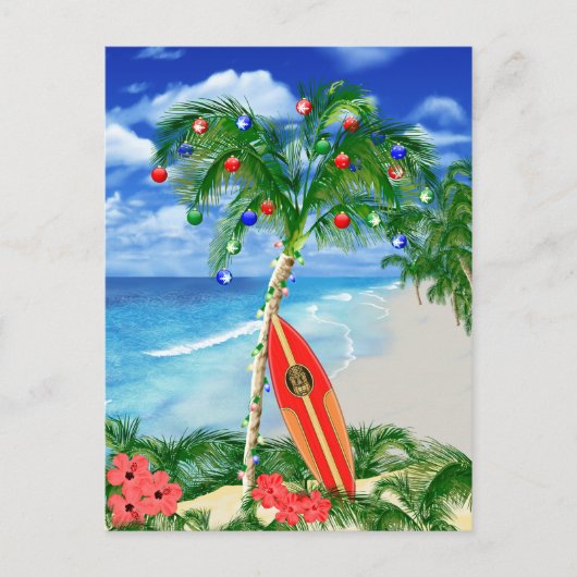 ビーチのクリスマス シーズンポストカード (正面)