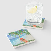 ビーチのクリスマス ストーンコースター (横)