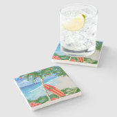 ビーチのクリスマス ストーンコースター (横)