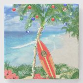 ビーチのクリスマス ストーンコースター (正面)