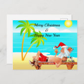 ビーチのクリスマス ポストカード (正面/裏面)