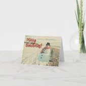 ビーチのクリスマス - ヴィンテージ サンディ スノーマン - シーズンカード (正面)