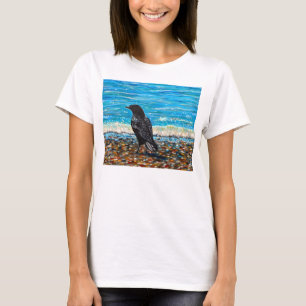 ビーチのクロウ2 絵画 Tシャツ