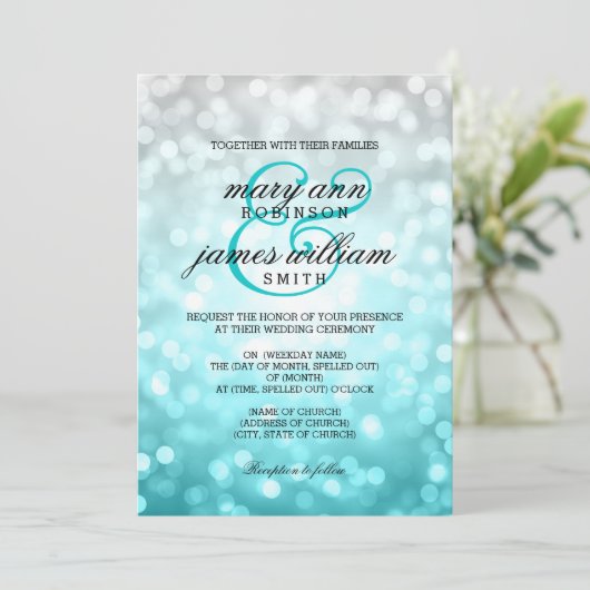 ビーチのグラデーションな《写真》ぼけ味ライトエレガントな結婚式 招待状 (スタンド正面)