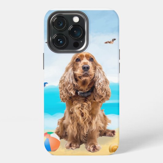 ビーチのコッカースパニエル iPhoneケース (裏面)