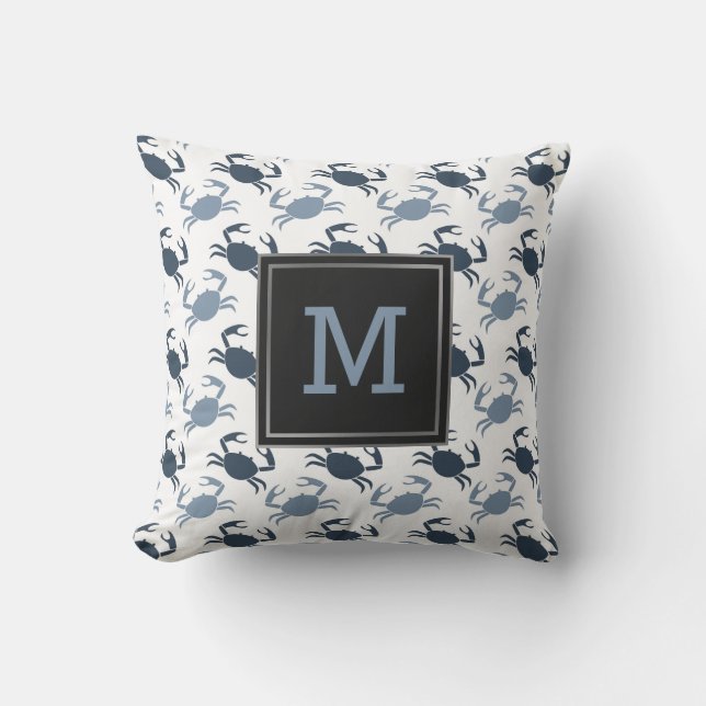 ビーチのコテージの屋外の枕航海のな青カニ クッション (正面)