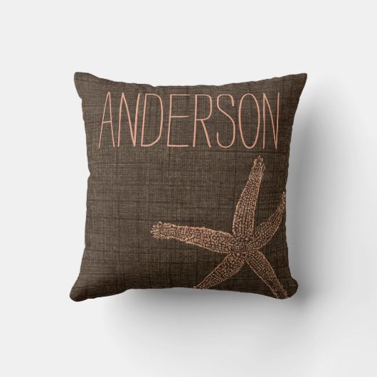 ビーチのコレクションのヒトデの名前をカスタムする クッション (裏面)